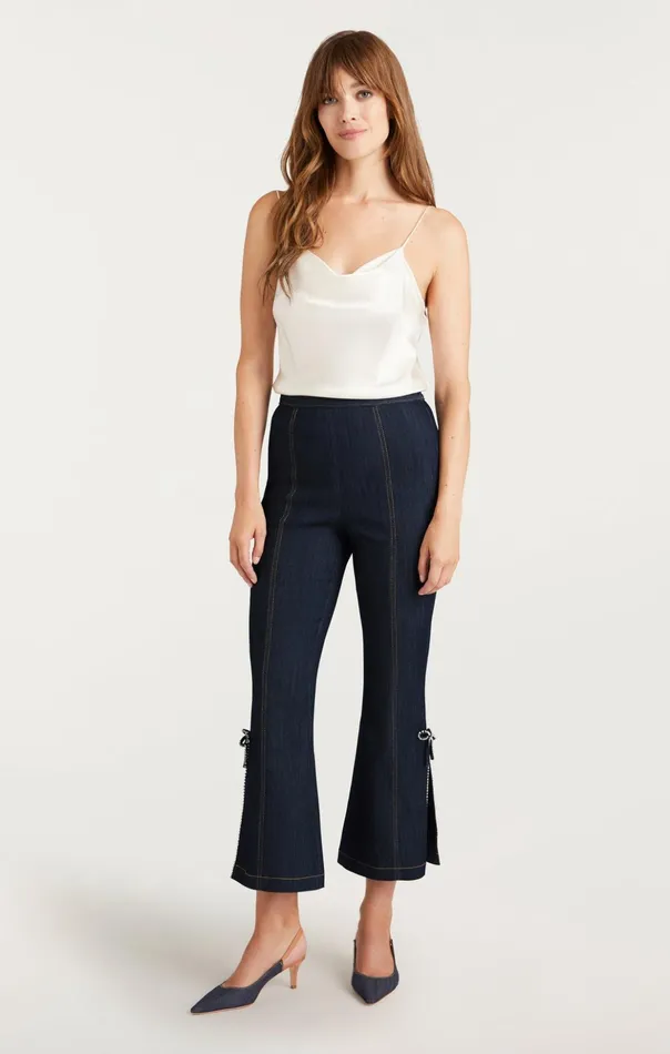 Women Cinq Sept Pants Crystal Bow Ayleen Pant Indigo
