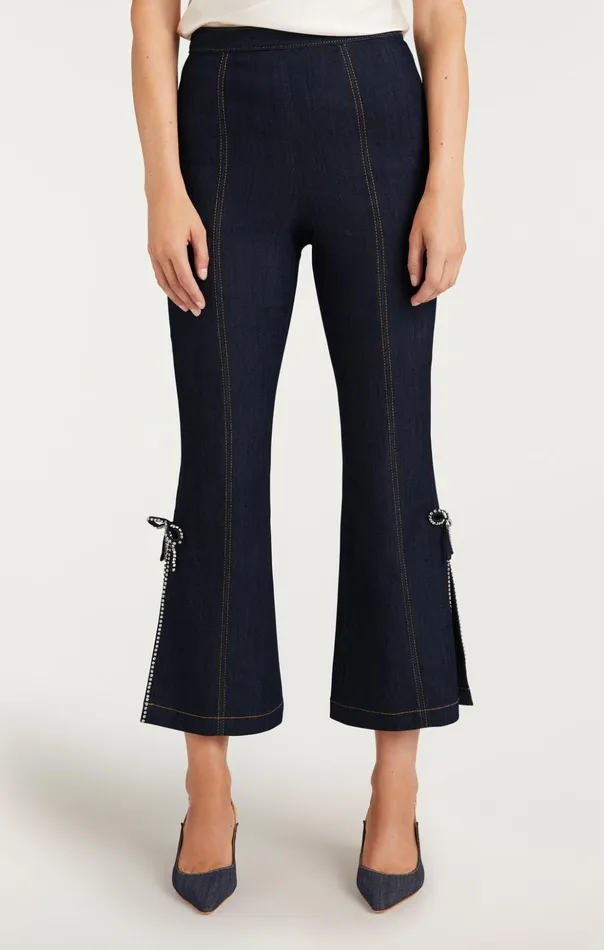 Women Cinq Sept Pants Crystal Bow Ayleen Pant Indigo