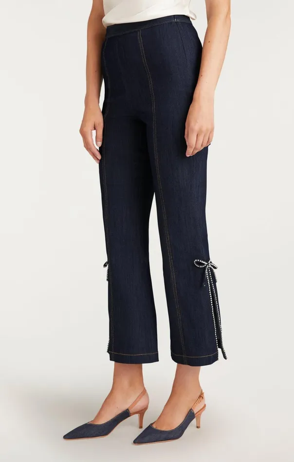 Women Cinq Sept Pants Crystal Bow Ayleen Pant Indigo