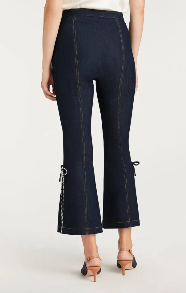 Women Cinq Sept Pants Crystal Bow Ayleen Pant Indigo
