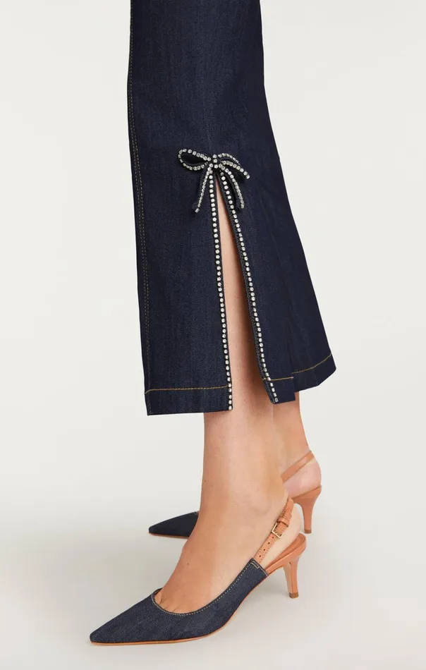 Women Cinq Sept Pants Crystal Bow Ayleen Pant Indigo