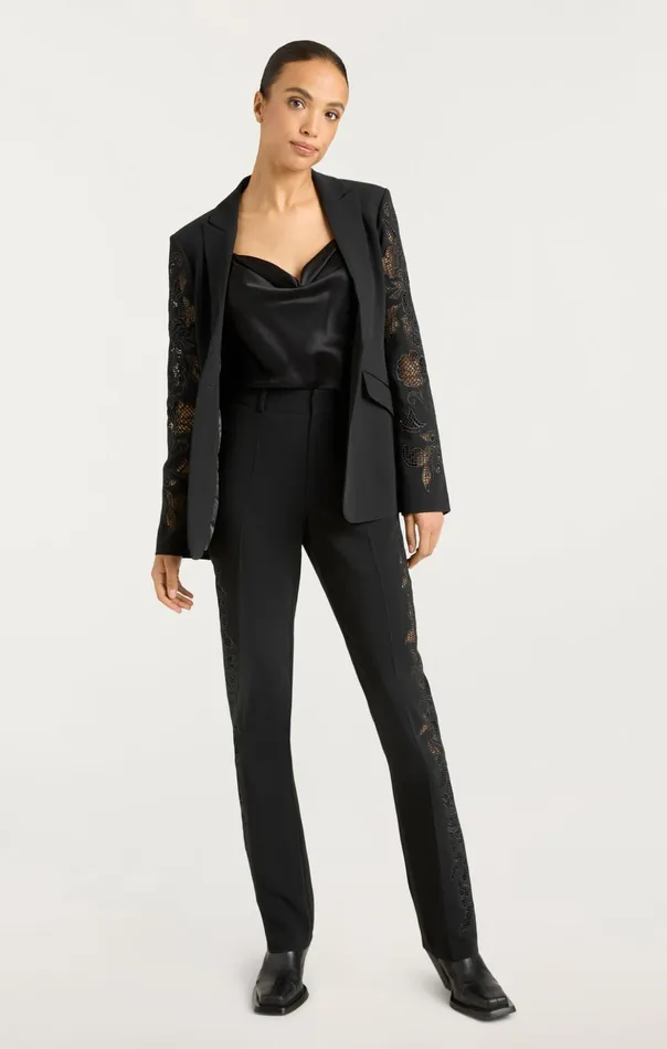 Women Cinq Sept Pants Cutout Paisley Embellished Kerry Pant Black