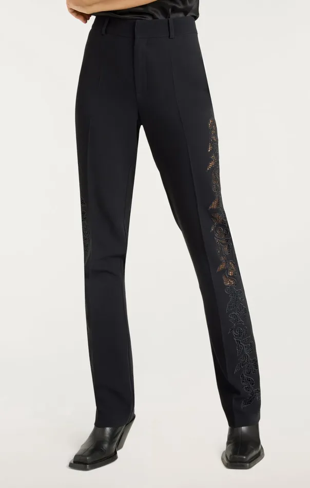 Women Cinq Sept Pants Cutout Paisley Embellished Kerry Pant Black