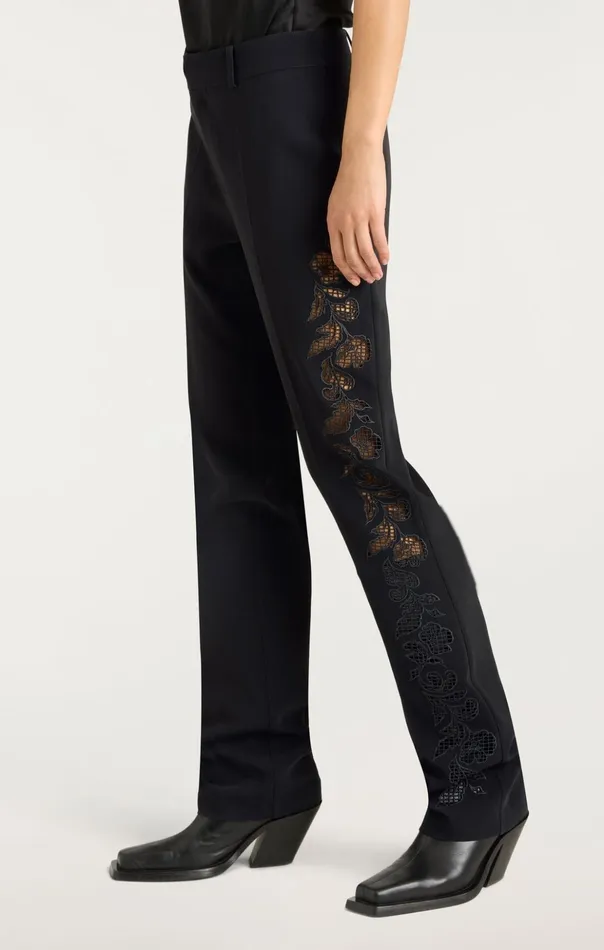 Women Cinq Sept Pants Cutout Paisley Embellished Kerry Pant Black