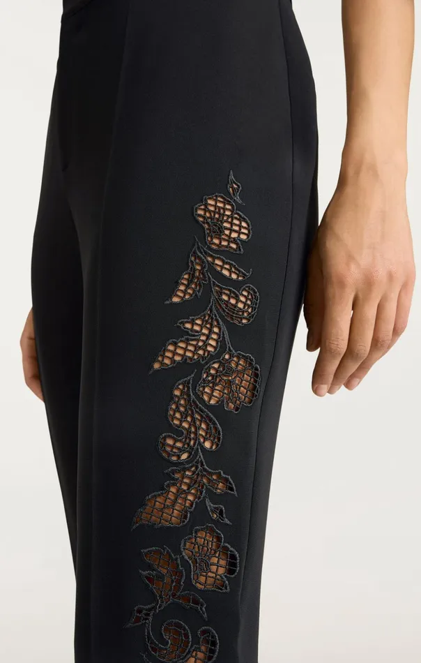 Women Cinq Sept Pants Cutout Paisley Embellished Kerry Pant Black