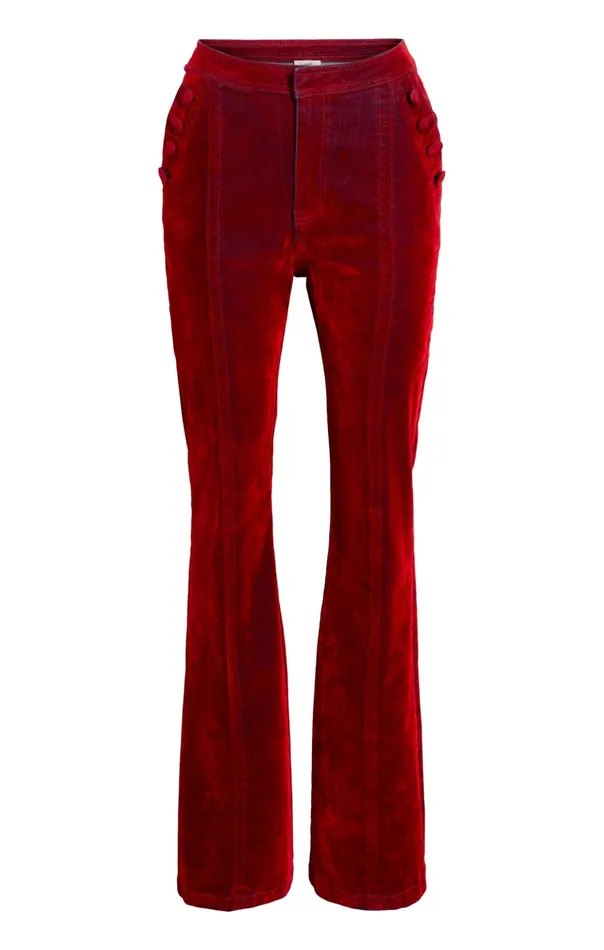 Women Cinq Sept Pants Flocked Denim Suzette Pant Pomegranate