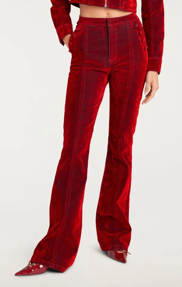 Women Cinq Sept Pants Flocked Denim Suzette Pant Pomegranate
