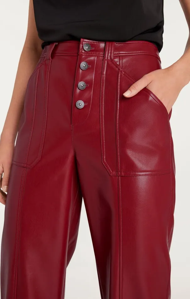 Women Cinq Sept Pants Vegan Leather Benji Pant Rhubarb