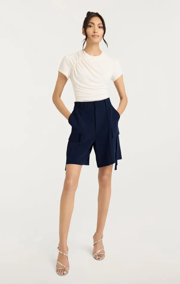 Women Cinq Sept Shorts Crepe Odilia Short Navy