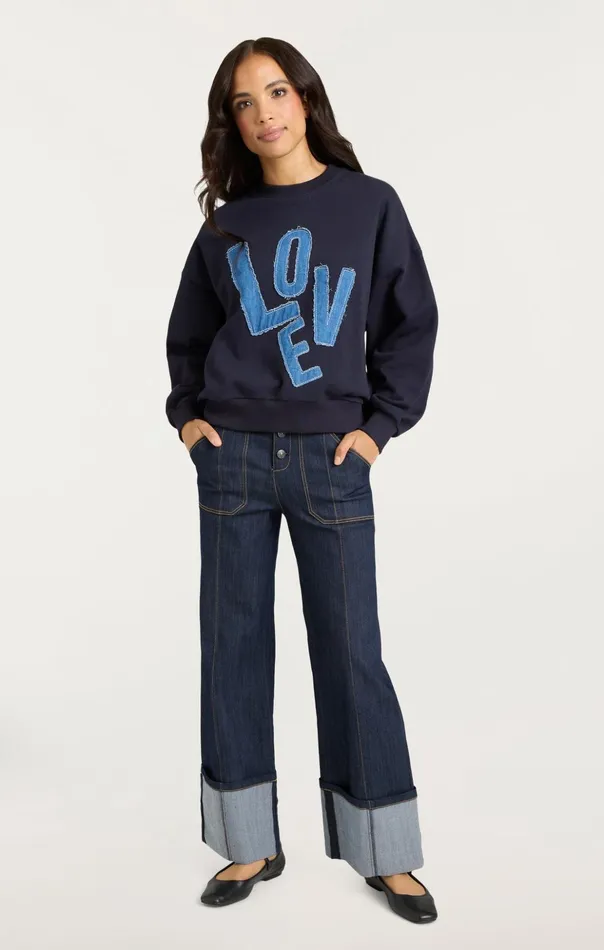 Women Cinq Sept Sweaters and Knits Denim Love Brandy Pullover Navy