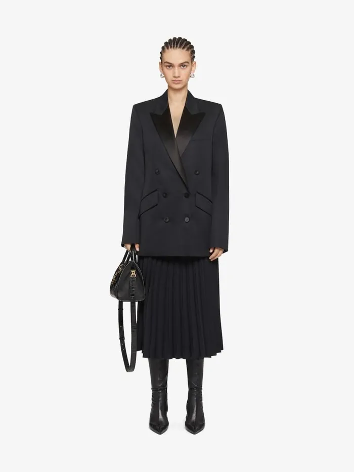Women Coats and Jackets Givenchy Jacket In Wool And Mohair With Satin Collar Black