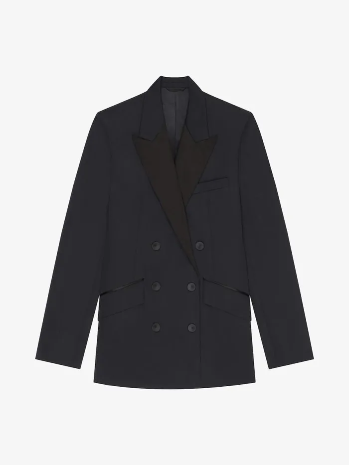 Women Coats and Jackets Givenchy Jacket In Wool And Mohair With Satin Collar Black
