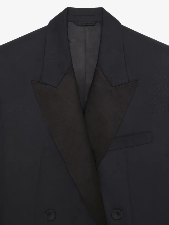 Women Coats and Jackets Givenchy Jacket In Wool And Mohair With Satin Collar Black
