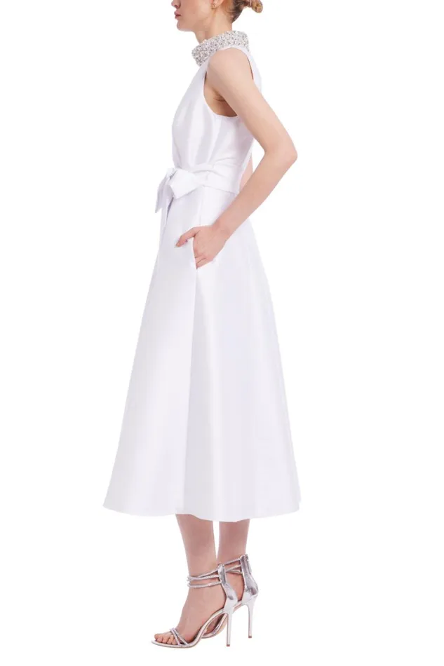 Women Cocktail Badgley Mischka Belted Full Skirt Midi Dress Rose