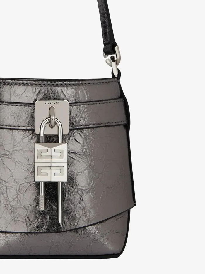Women Crossbody Bags Givenchy Micro Shark Lock Bucket Bag In Laminated Leather Silvery Grey Women Crossbody Bags Givenchy Micro Shark Lock Bucket Bag In Laminated Leather Silvery Grey