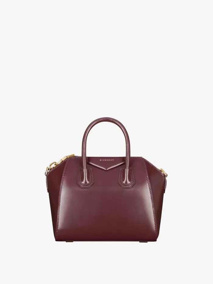 Women Crossbody Bags Givenchy Mini Antigona Bag In Box Leather Oxblood Red