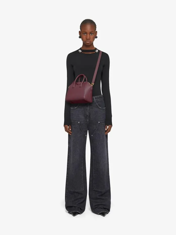 Women Crossbody Bags Givenchy Mini Antigona Bag In Box Leather Oxblood Red Women Crossbody Bags Givenchy Mini Antigona Bag In Box Leather Oxblood Red