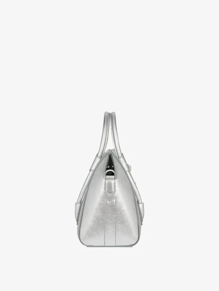 Women Crossbody Bags Givenchy Mini Antigona Lock Bag In Metallized Leather Silvery Grey Women Crossbody Bags Givenchy Mini Antigona Lock Bag In Metallized Leather Silvery Grey