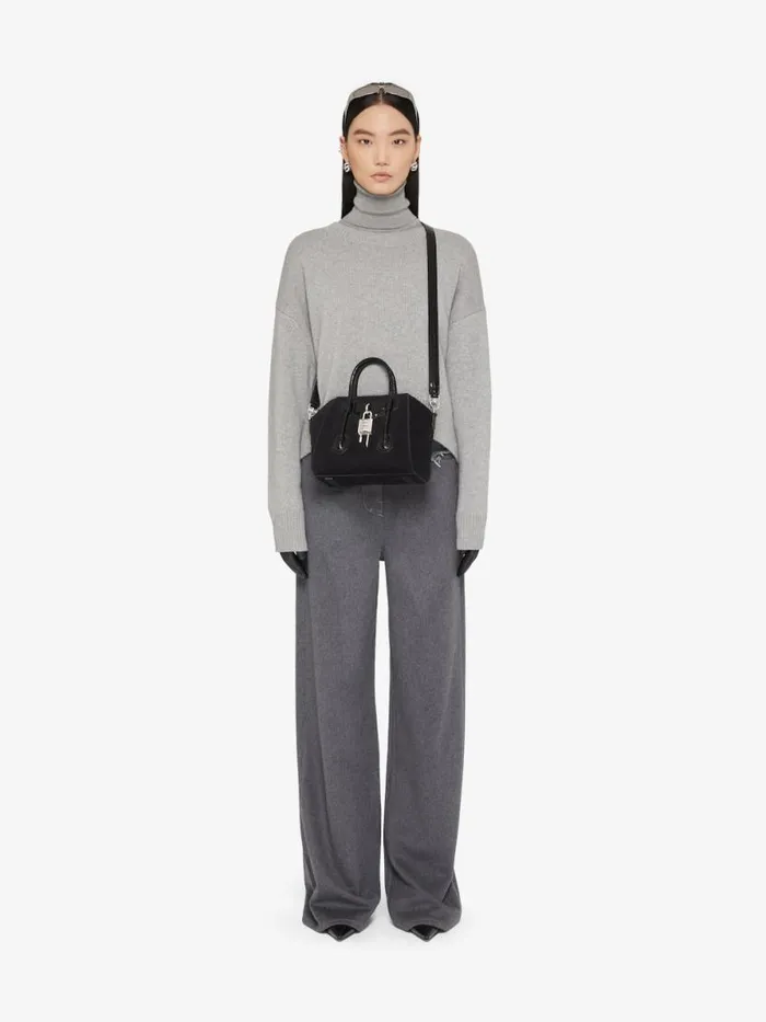 Women Crossbody Bags Givenchy Mini Antigona Lock Bag In Suede Black