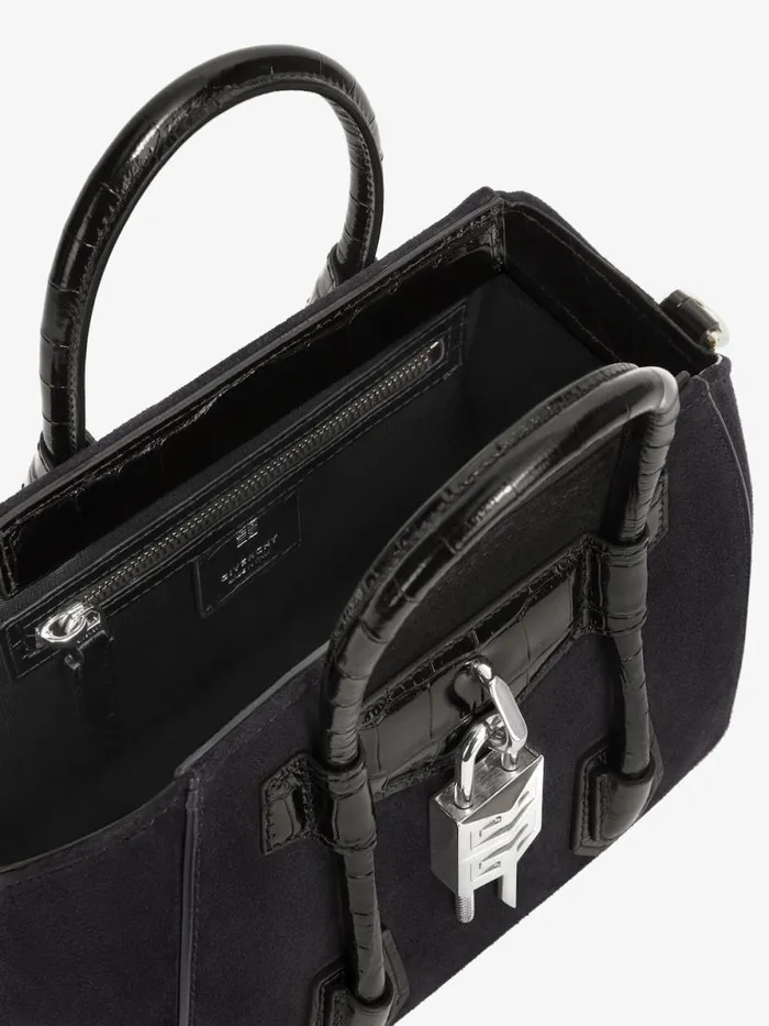 Women Crossbody Bags Givenchy Mini Antigona Lock Bag In Suede Black
