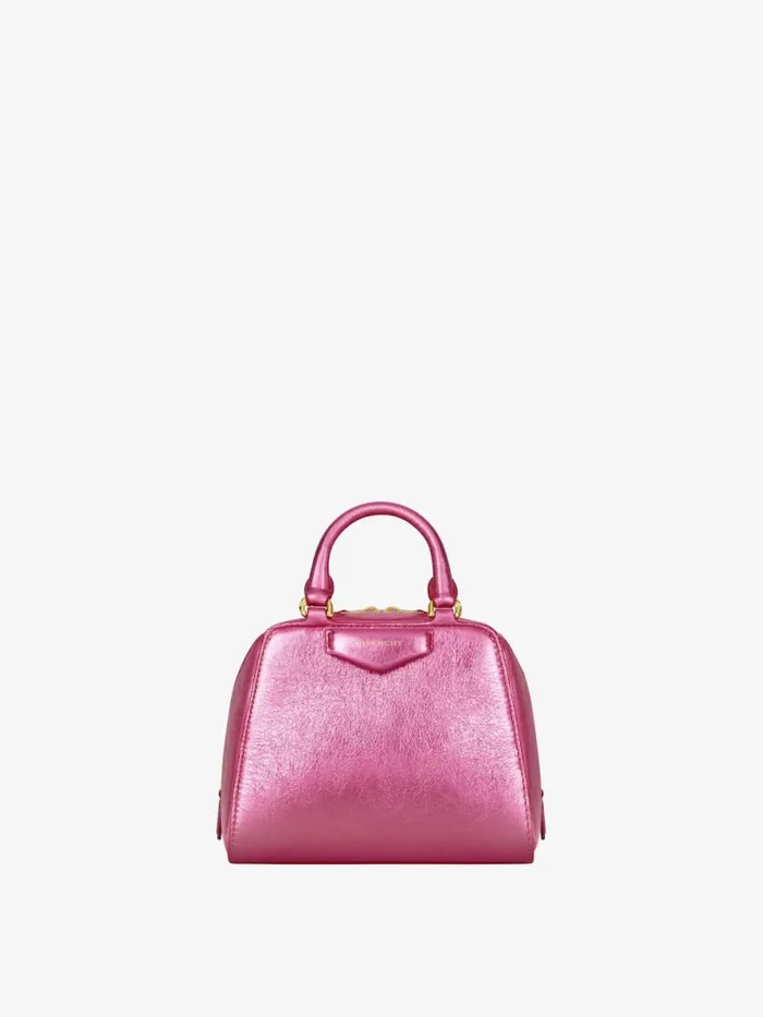 Women Crossbody Bags Givenchy Nano Antigona Cube Bag In Laminated Leather Raspberry