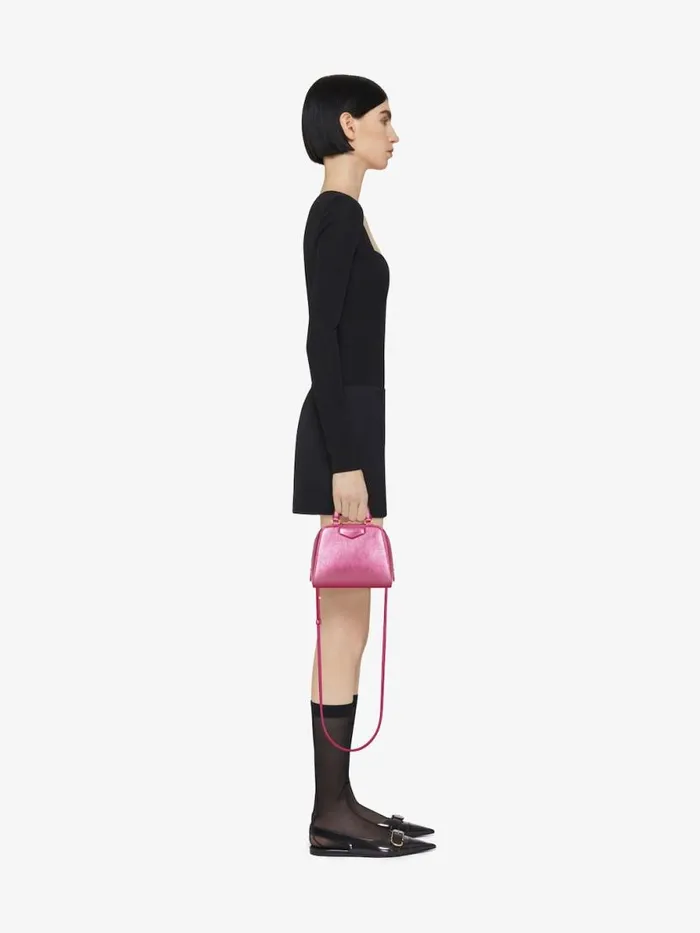 Women Crossbody Bags Givenchy Nano Antigona Cube Bag In Laminated Leather Raspberry