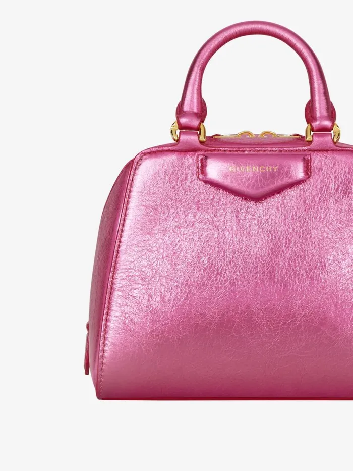 Women Crossbody Bags Givenchy Nano Antigona Cube Bag In Laminated Leather Raspberry