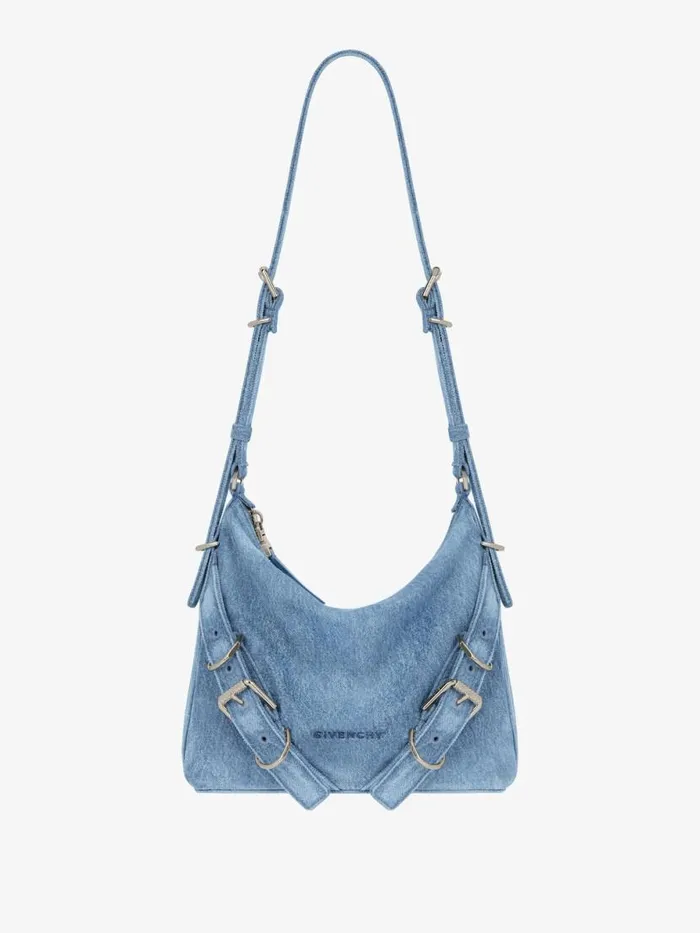 Women Crossbody Bags Givenchy Voyou Crossbody Bag In Washed Denim Medium Blue
