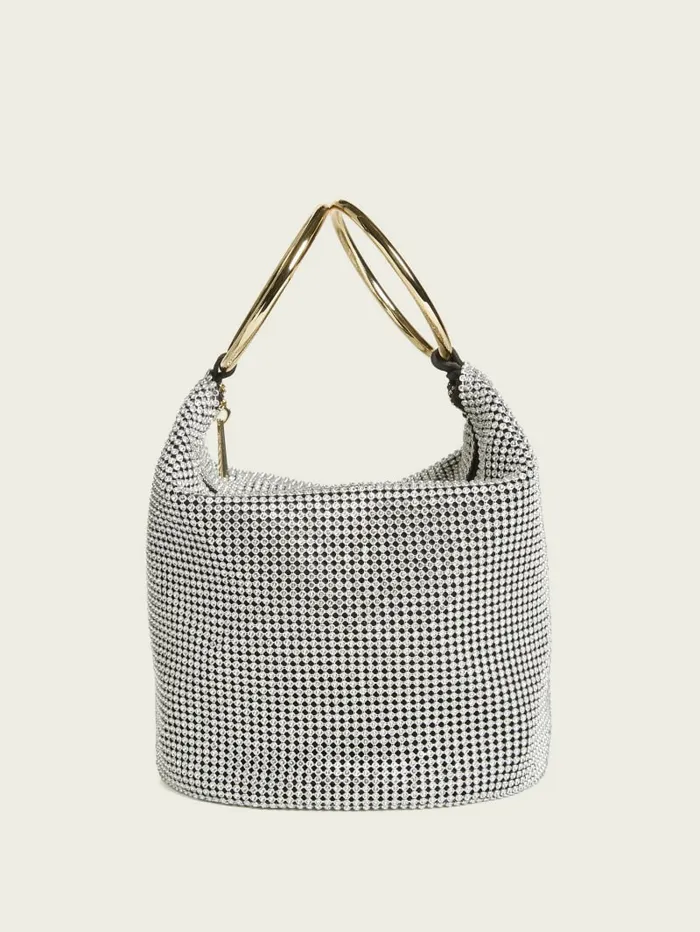 Women Crystal Mesh Bag SilverGold Handbags GUESS