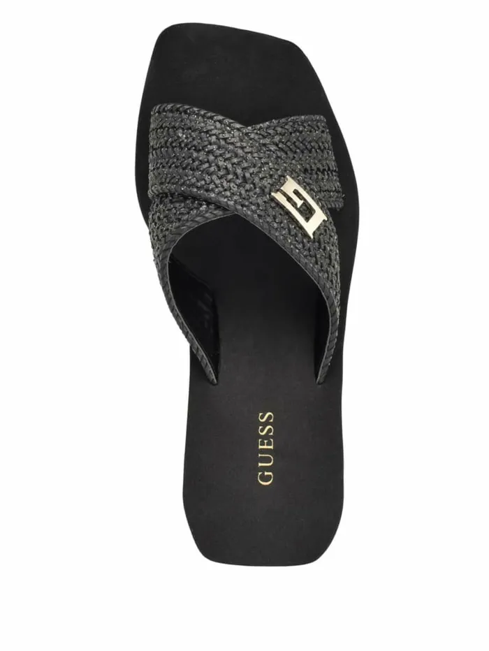 Women Danvi Braided Wedge Sandals Black 001 Heels GUESS