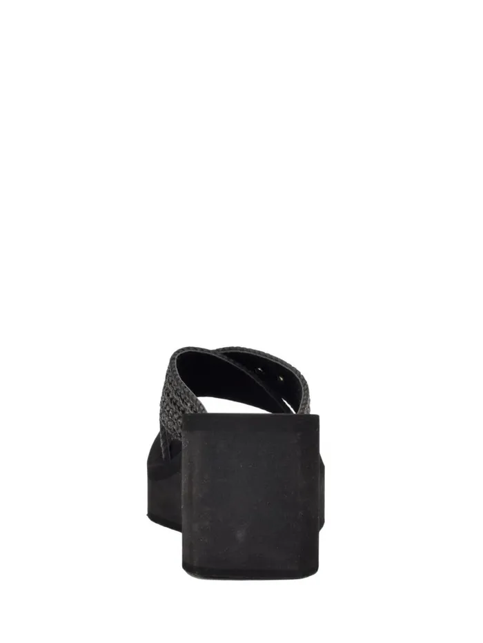 Women Danvi Braided Wedge Sandals Black 001 Heels GUESS