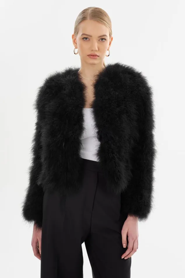 Women DEORA Feather Jacket Black LAMARQUE Feather Jackets