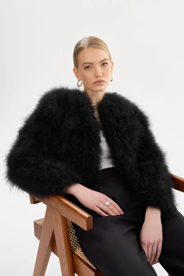 Women DEORA Feather Jacket Black LAMARQUE Feather Jackets Women DEORA Feather Jacket Black LAMARQUE Feather Jackets