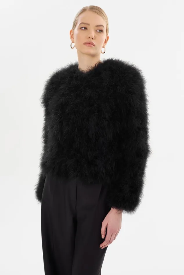 Women DEORA Feather Jacket Black LAMARQUE Feather Jackets Women DEORA Feather Jacket Black LAMARQUE Feather Jackets