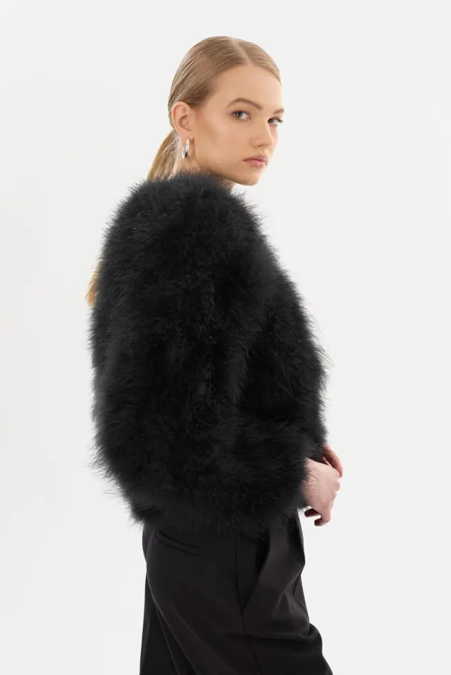 Women DEORA Feather Jacket Black LAMARQUE Feather Jackets Women DEORA Feather Jacket Black LAMARQUE Feather Jackets