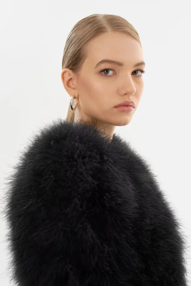 Women DEORA Feather Jacket Black LAMARQUE Feather Jackets Women DEORA Feather Jacket Black LAMARQUE Feather Jackets