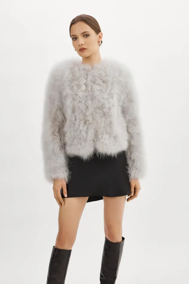 Women DEORA Feather Jacket Light Grey LAMARQUE Feather Jackets