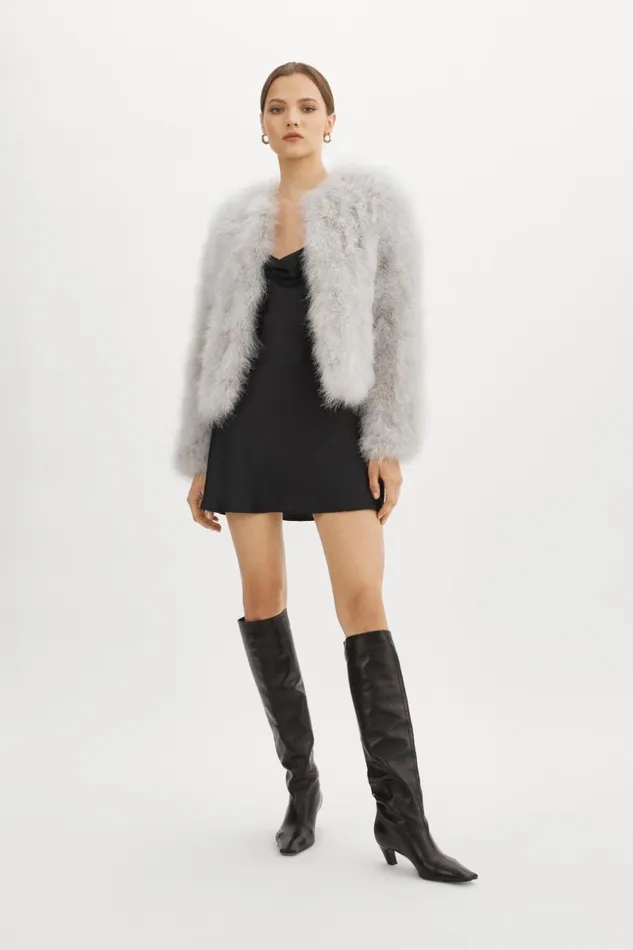 Women DEORA Feather Jacket Light Grey LAMARQUE Feather Jackets