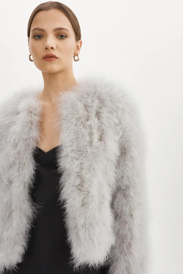 Women DEORA Feather Jacket Light Grey LAMARQUE Feather Jackets
