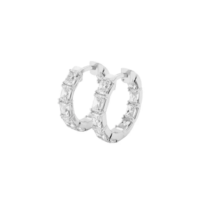 Women Diamonds Badgley Mischka Baguette Diamond Hoop Earrings