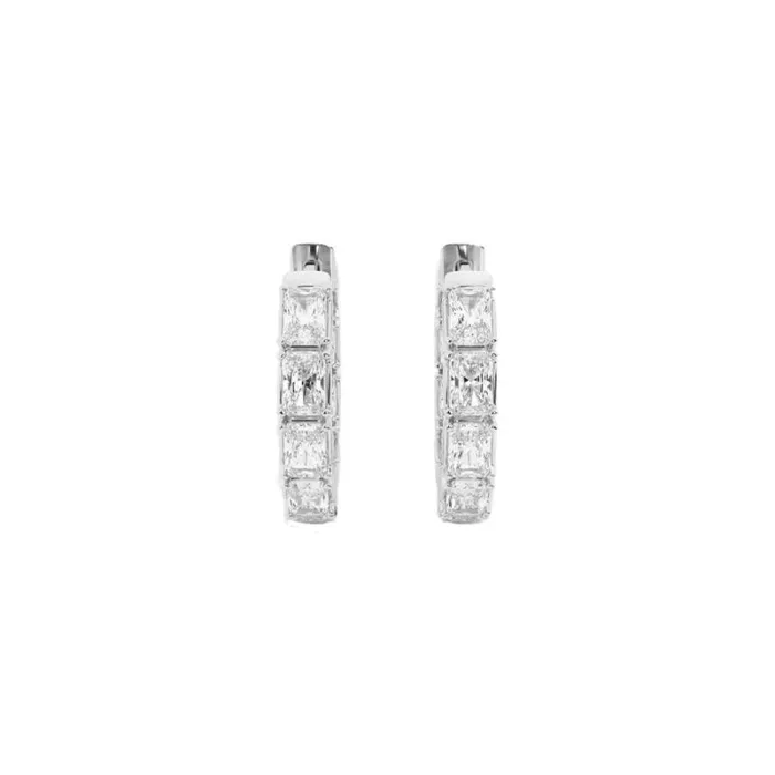 Women Diamonds Badgley Mischka Baguette Diamond Hoop Earrings