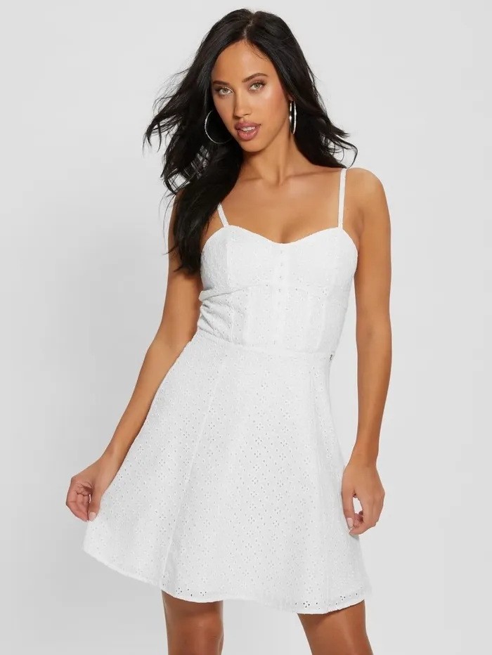 Women Dresses and Jumpsuits GUESS Lena Eyelet Dress Pure White