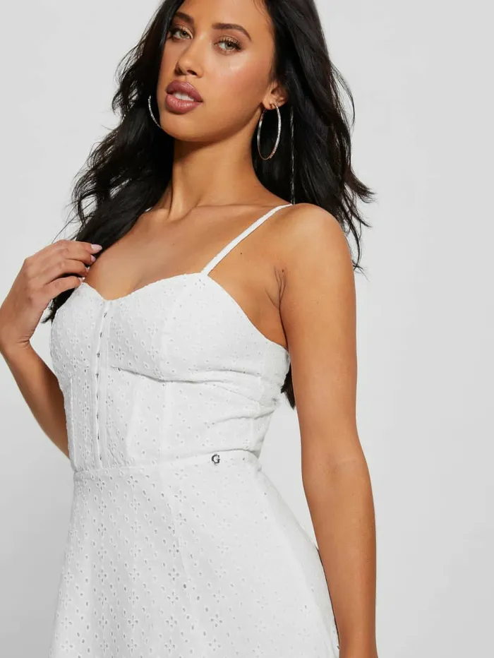 Women Dresses and Jumpsuits GUESS Lena Eyelet Dress Pure White Women Dresses and Jumpsuits GUESS Lena Eyelet Dress Pure White