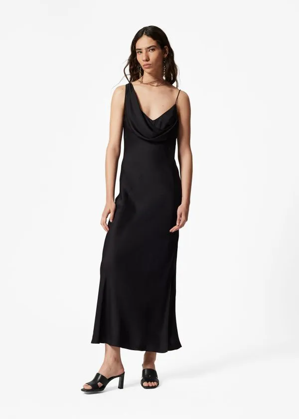 Women Dresses and Other Stories Asymmetric CowlNeck Midi Dress Black