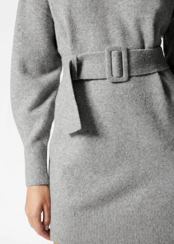 Women Dresses and Other Stories Belted Mini Knit Dress Grey