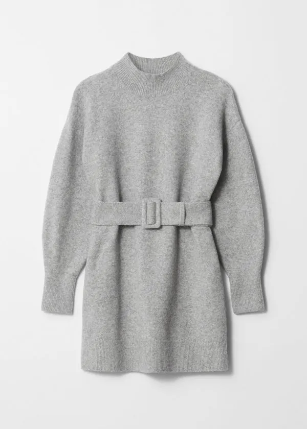 Women Dresses and Other Stories Belted Mini Knit Dress Grey