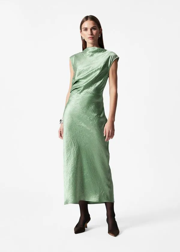 Women Dresses and Other Stories BiasCut Satin Midi Dress Green