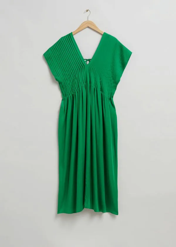 Women Dresses and Other Stories Pleated Midi Dress Bright Green
