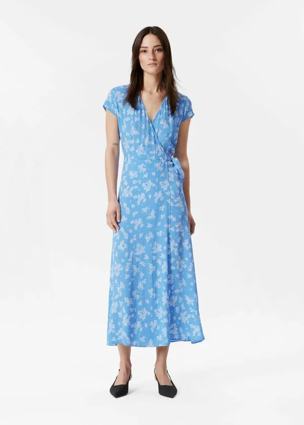 Women Dresses and Other Stories Printed Midi Wrap Dress Blue Print