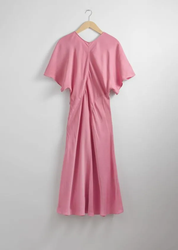 Women Dresses and Other Stories Satin Midi Dress Pink